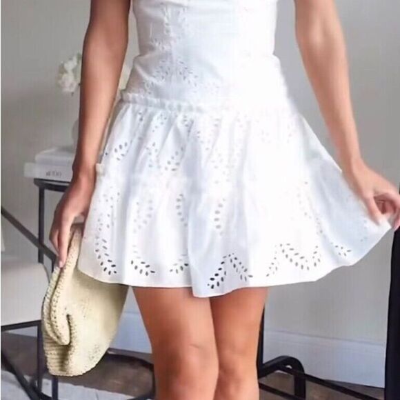 Zara white off shoulder open work embroidered dress - Picture 3 of 12